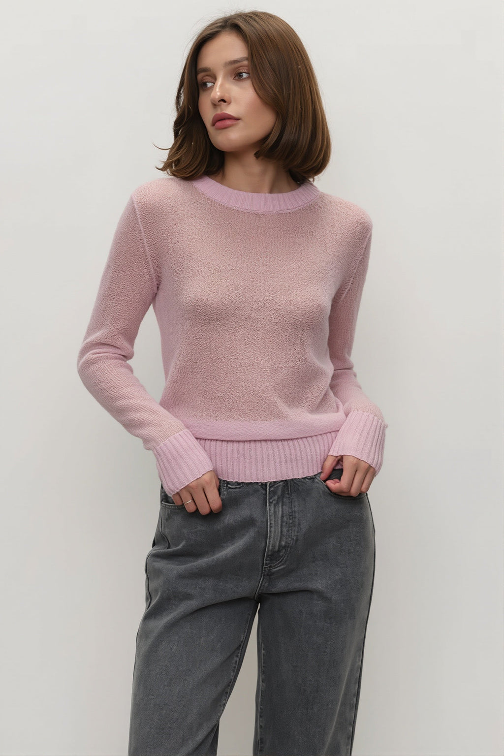 Lightweight Sheer Crew Neck Sweater