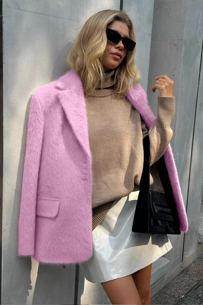 Plush Single Breasted Longline Blazer