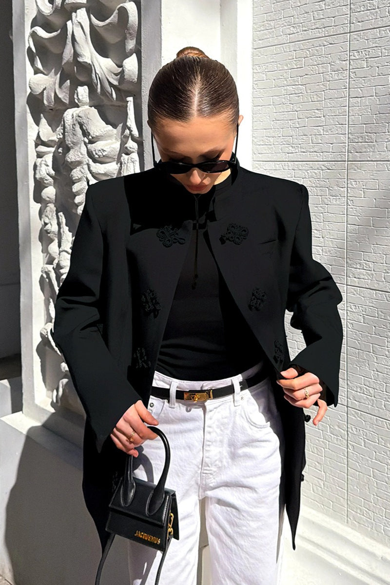 Chinese Knot Mandarin Collar Blazer