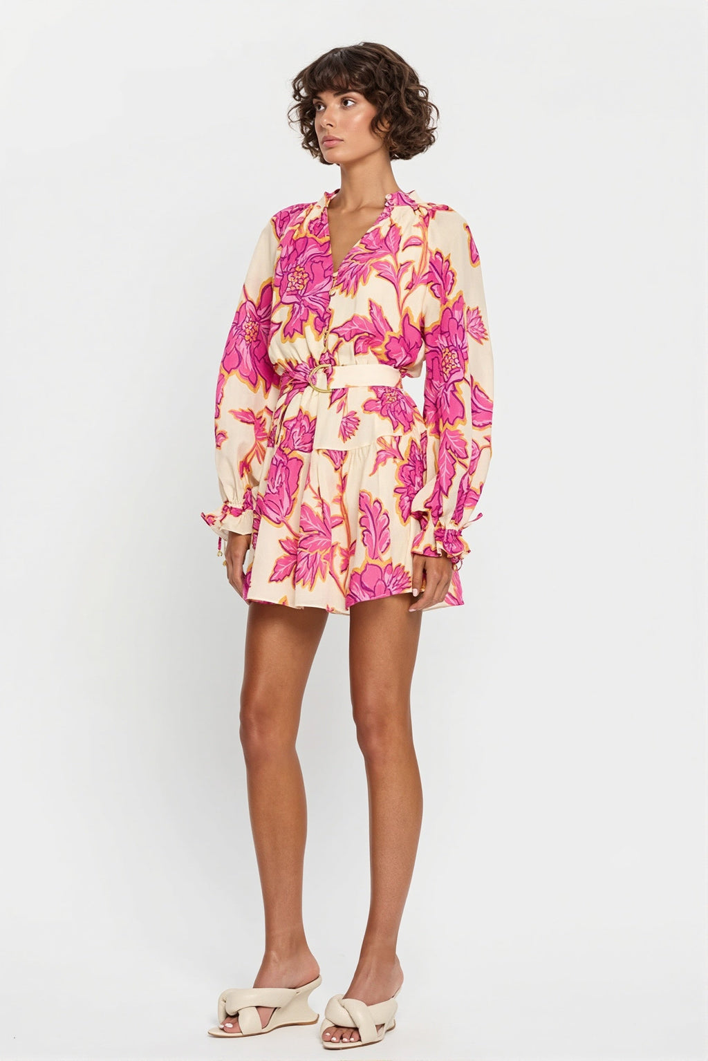 Sexy All Over Print Long Sleeve Slim Mini Dress
