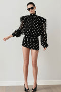 heer Polka Dot High Neck Mini Dress