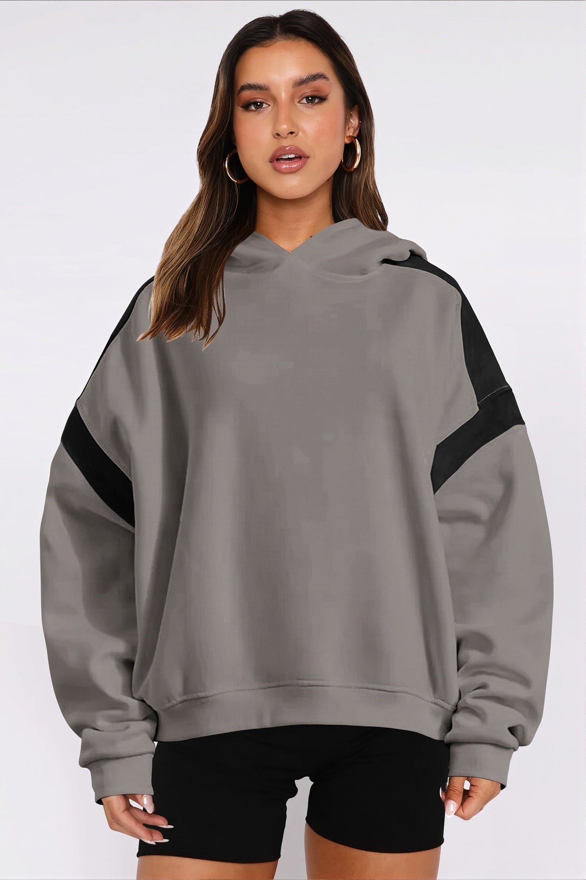 Color Block Oversized Pullover Hoodie