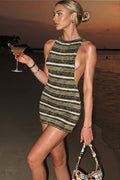 Striped Sleeveless Bodycon Mini Dress