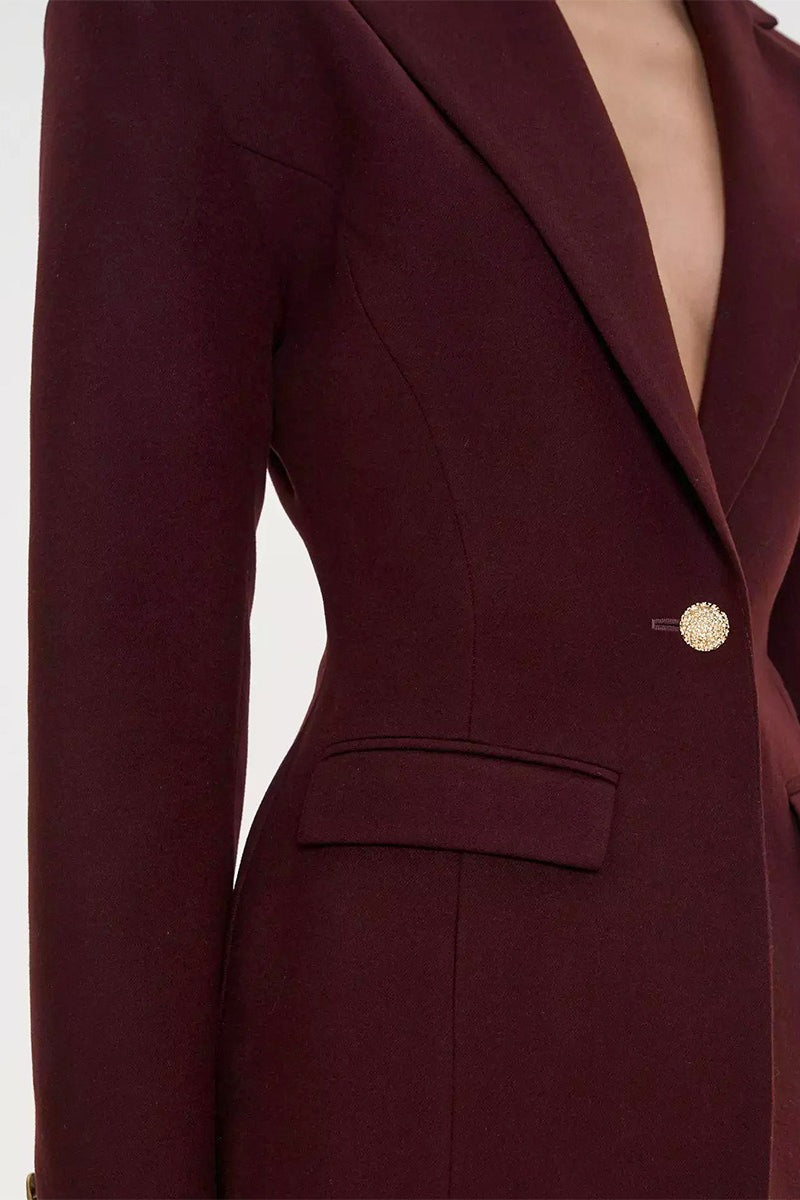 Gold Button Sculpted Waist Blazer