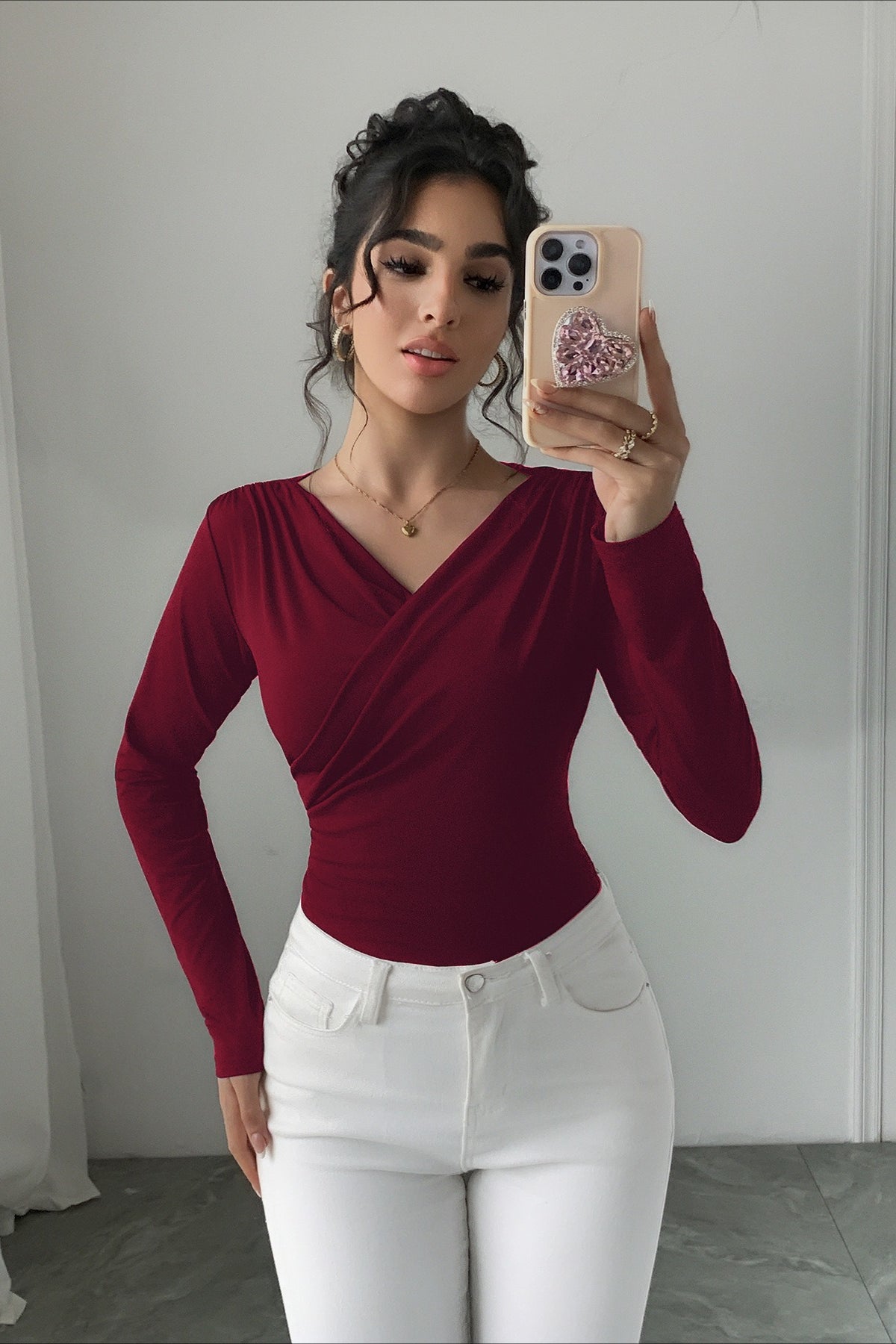 Crossover Off Shoulder Ruched Top
