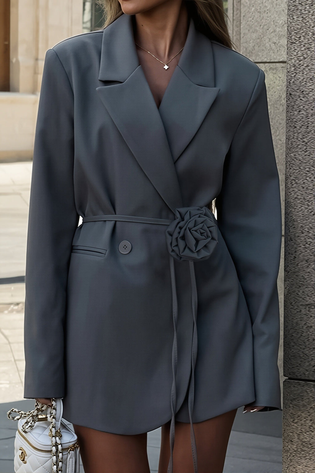 Rose Belt Tailored Blazer Dress