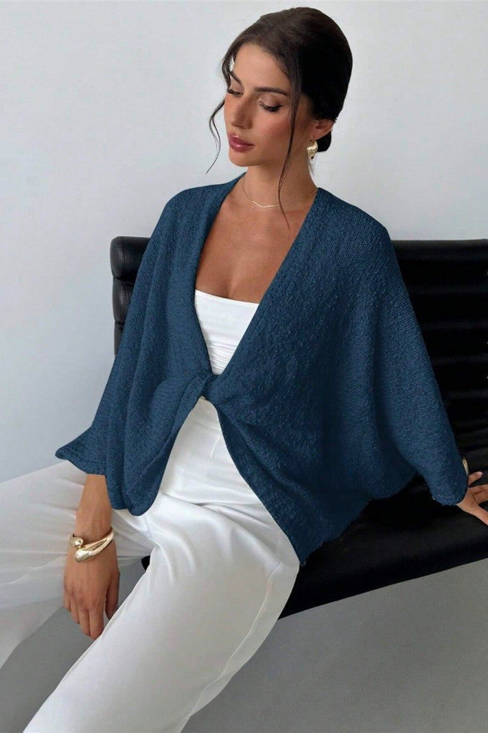 Draped Open Front Wrap Sweater