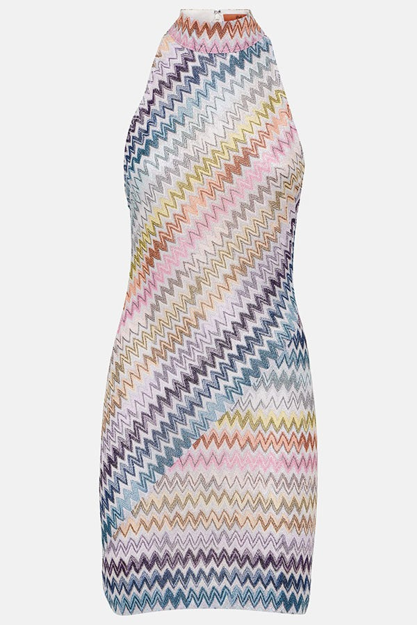 Pastel Chevron Halter Bodycon Mini Dress