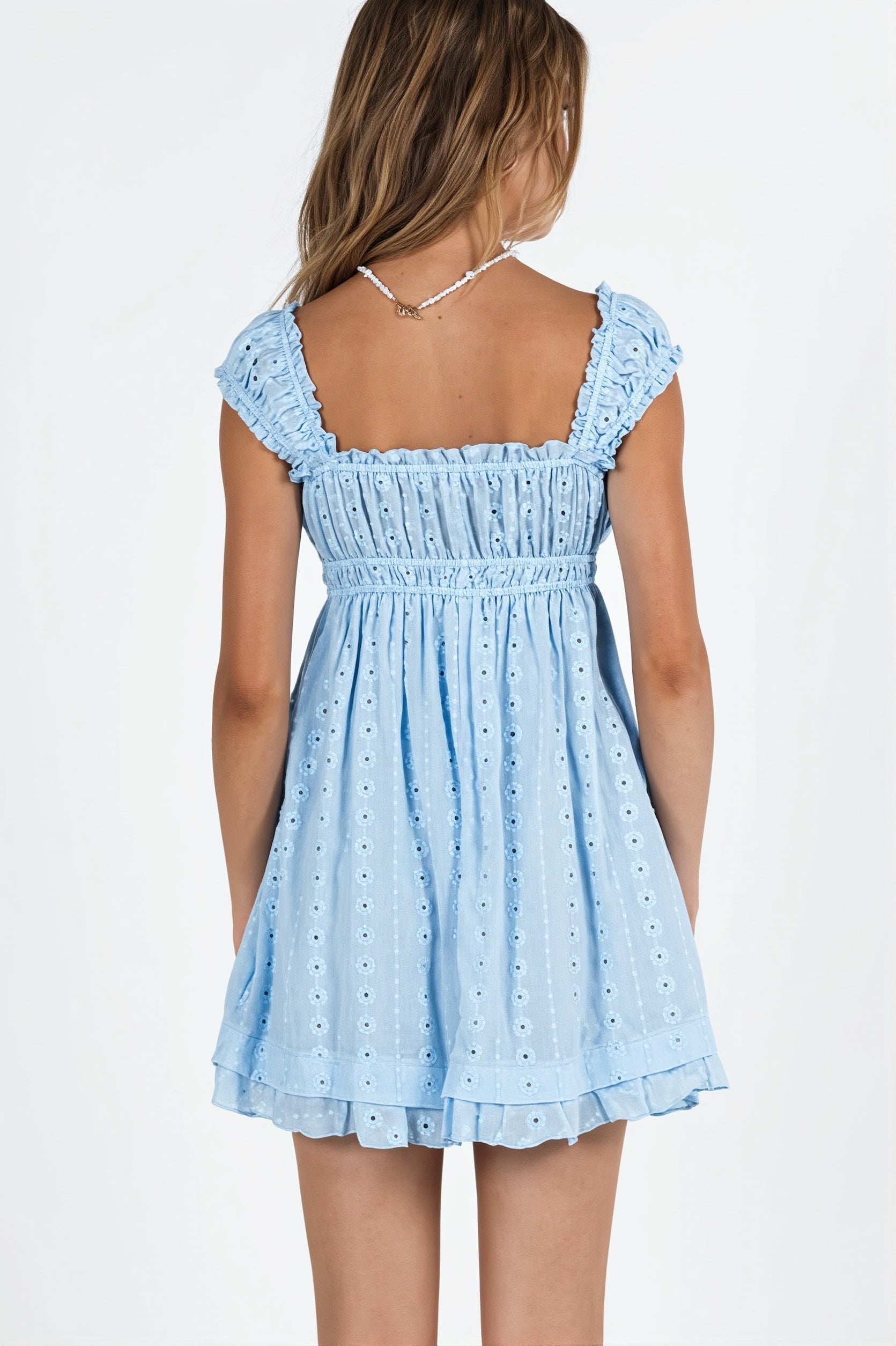 Solid Embroidered Lace Cami Mini Dress