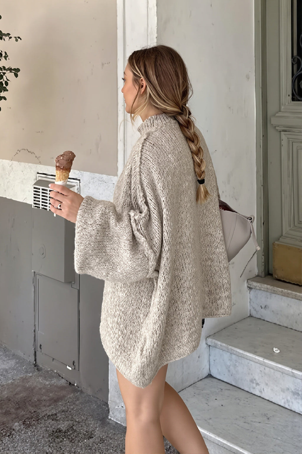 Mock Neck Oversized Longline Sweater