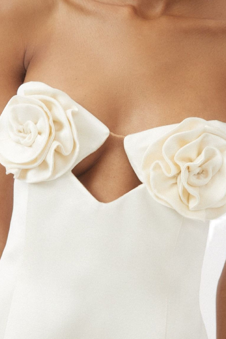 3D Rose Strapless Bodycon Mini Dress
