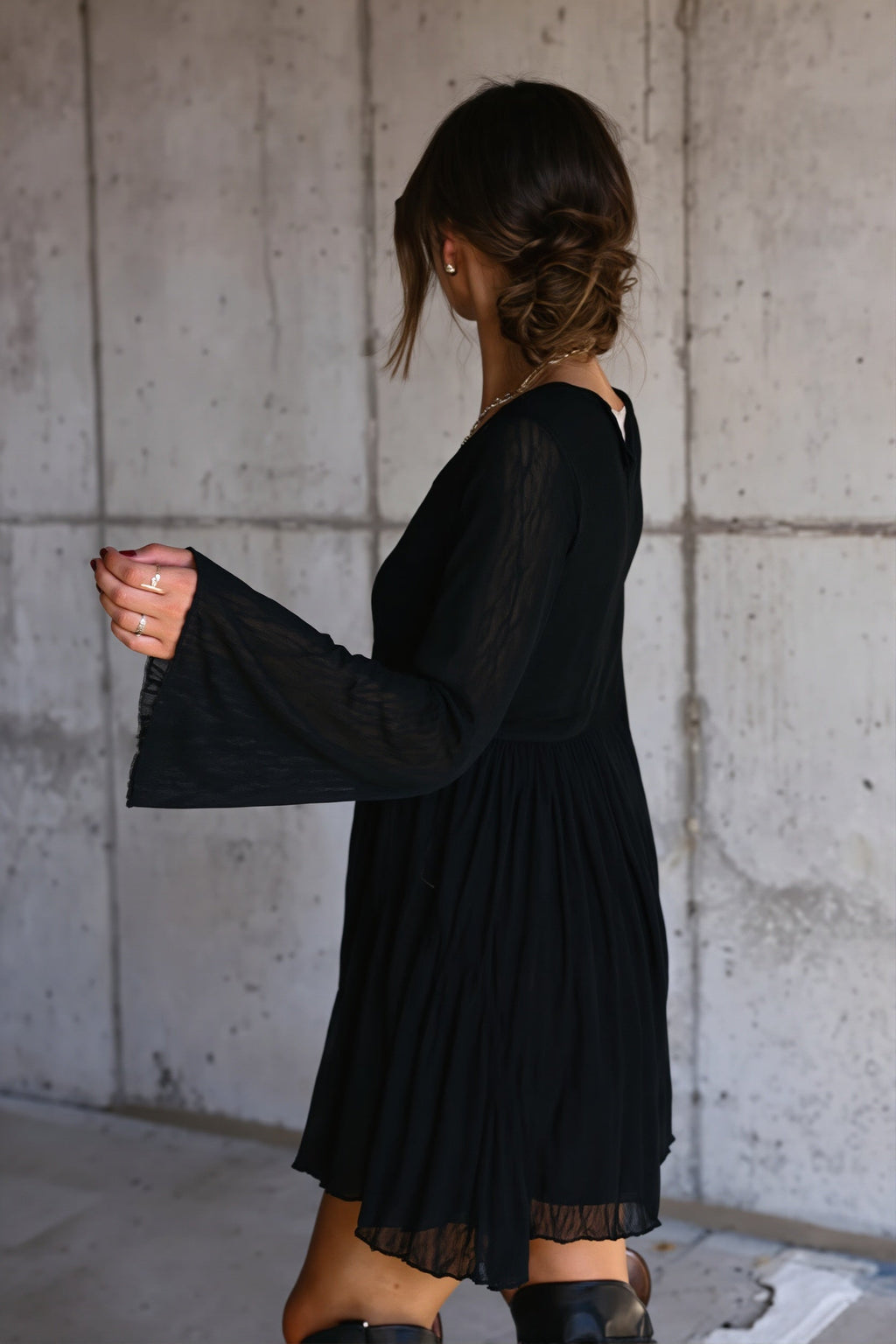 Sheer Chiffon Flowy Mini Dress