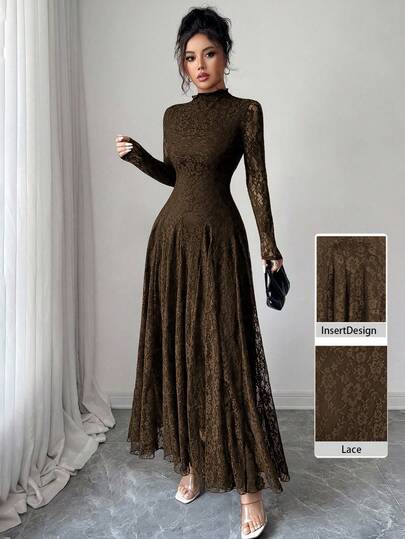 Elegant Floral Lace Maxi Dress