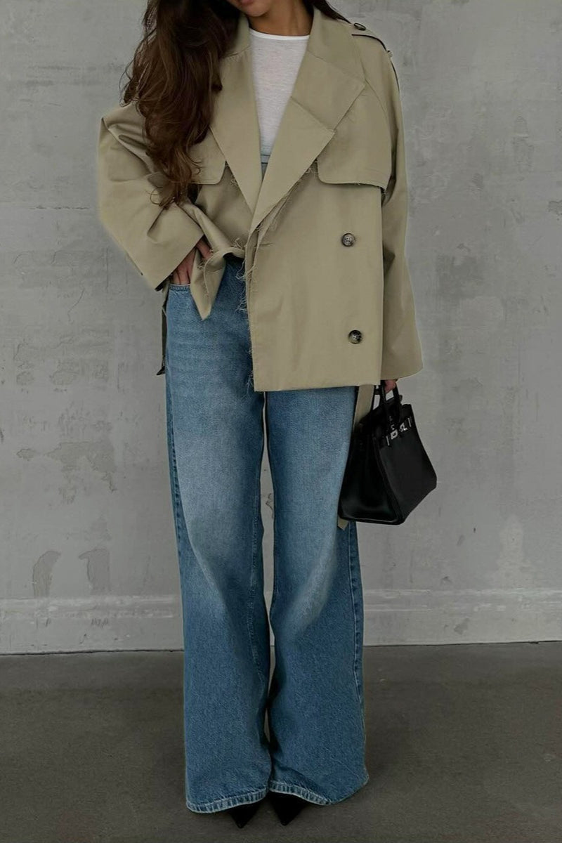 Storm Flap Belted Short Trench Coat