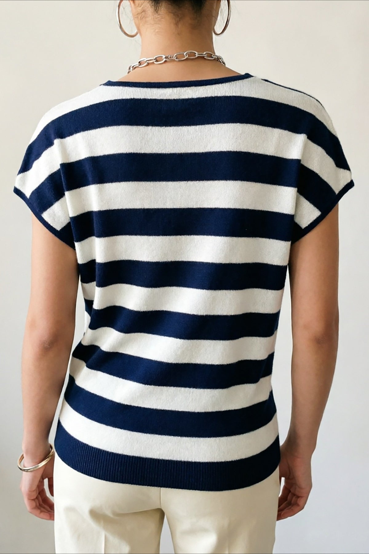 Striped Wrap Waist Short Sleeve Cardigans