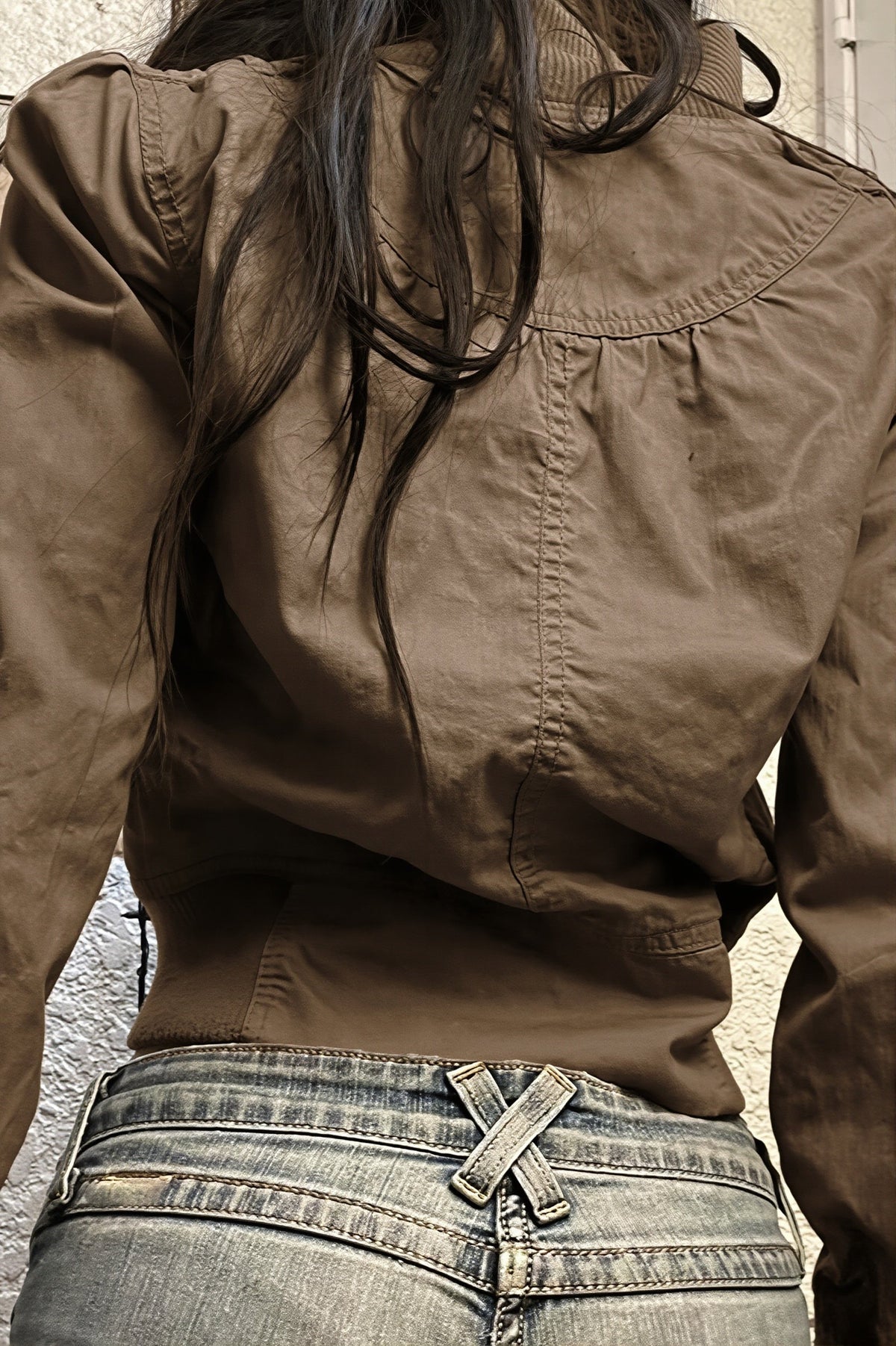 Cropped Zip Front Utility Bomber Jacket