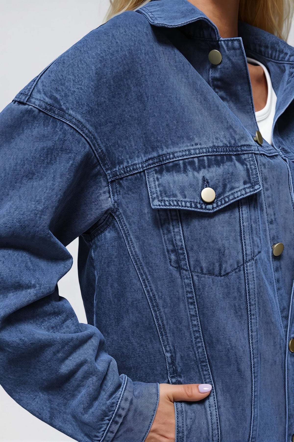 Oversized Button Front Denim Jacket