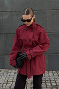 Stand Collar Belted Trench Jacket