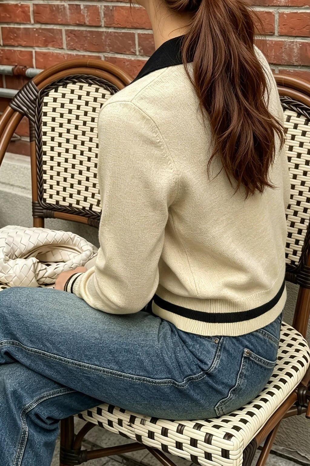 Contrast Point Collar Button Cardigans