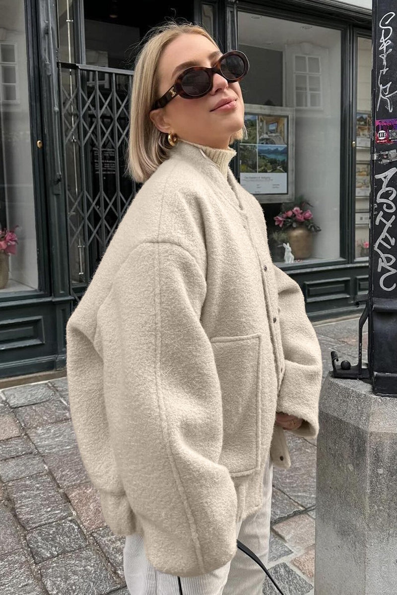 Boucle Stand Collar Pocket Jacket