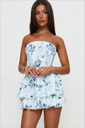 Elegant Floral Ruched Waist Mini Dress