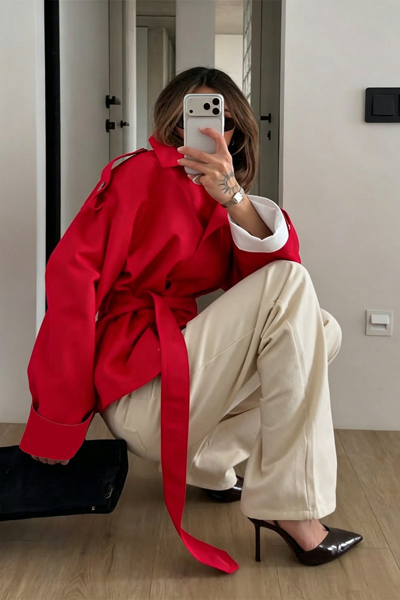 Tie Waist Short Trench Coat