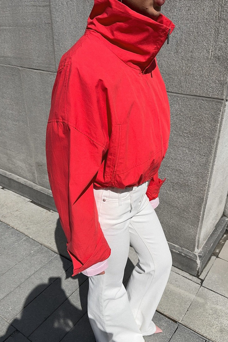 Stand Collar Cropped Zip Windbreaker