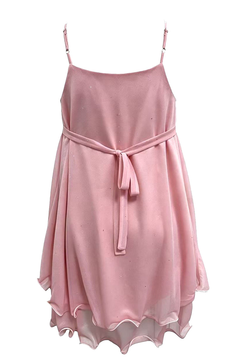 Tiered Sequin Mesh V Neck Mini Dress