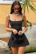 Elegant Polka Dot Cutout Tie Cami Mini Dress