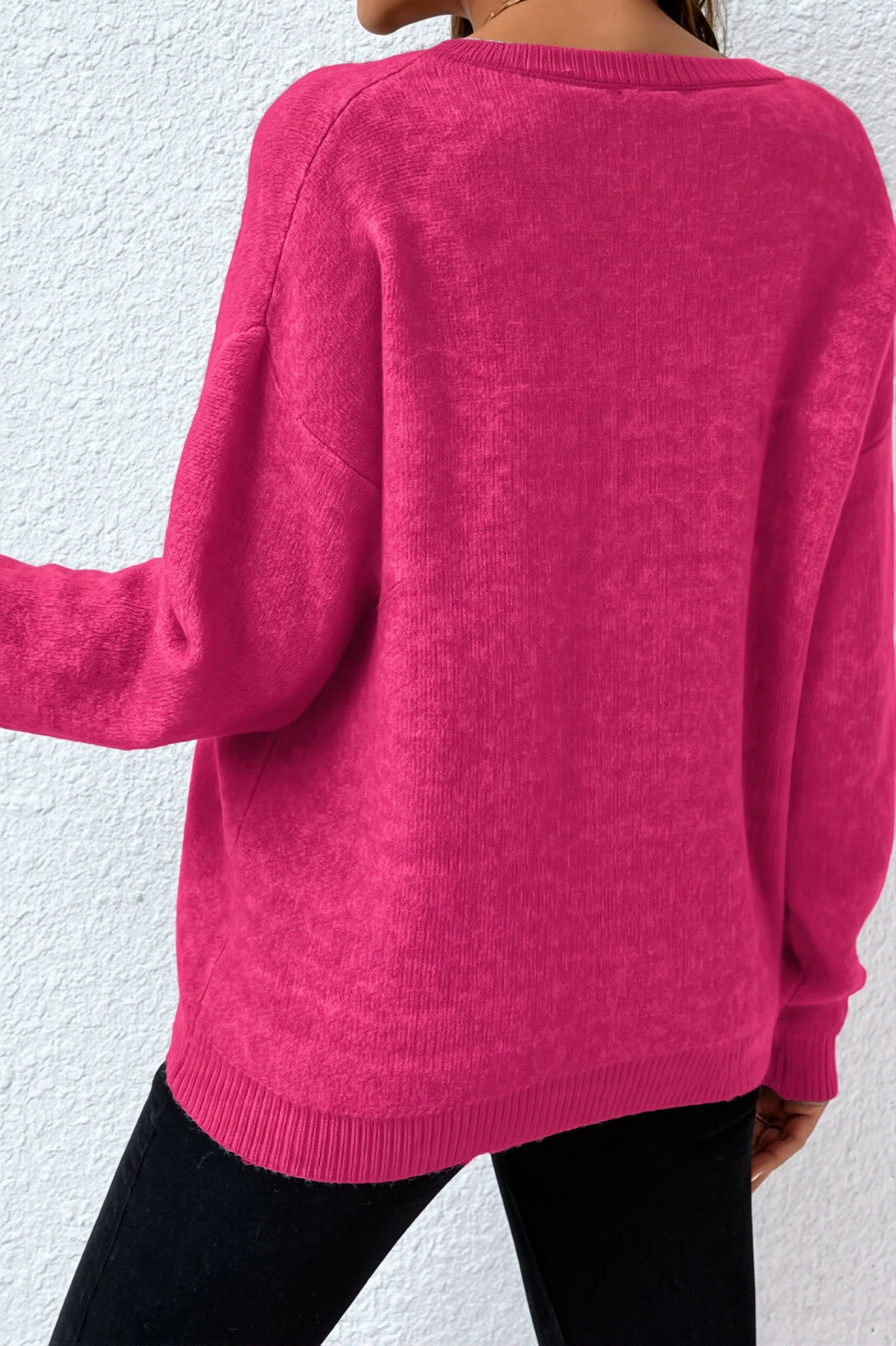 Star Motif Crew Neck Raglan Sweater