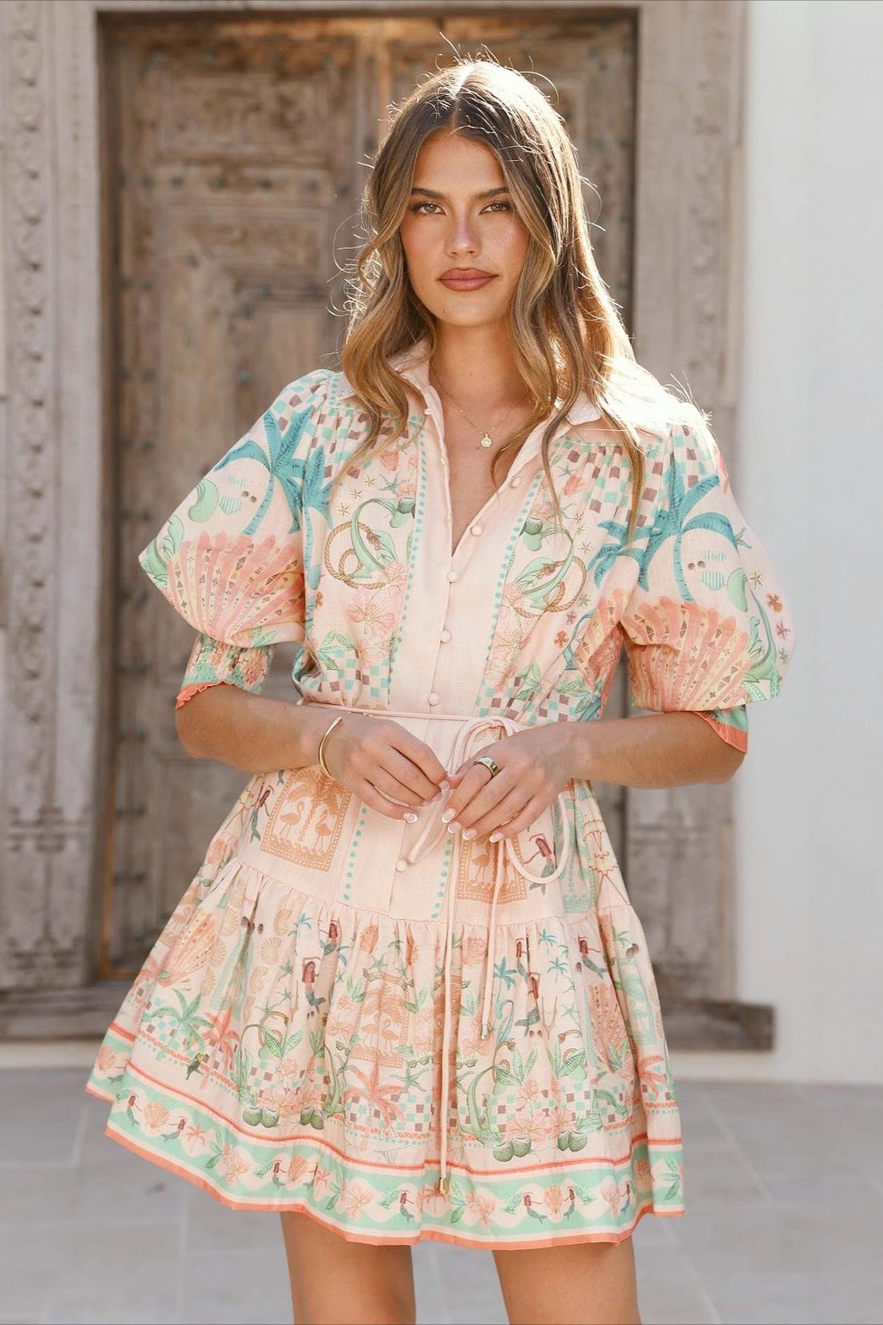 Linen Tie Elegant Fairy Mini Boho Dress