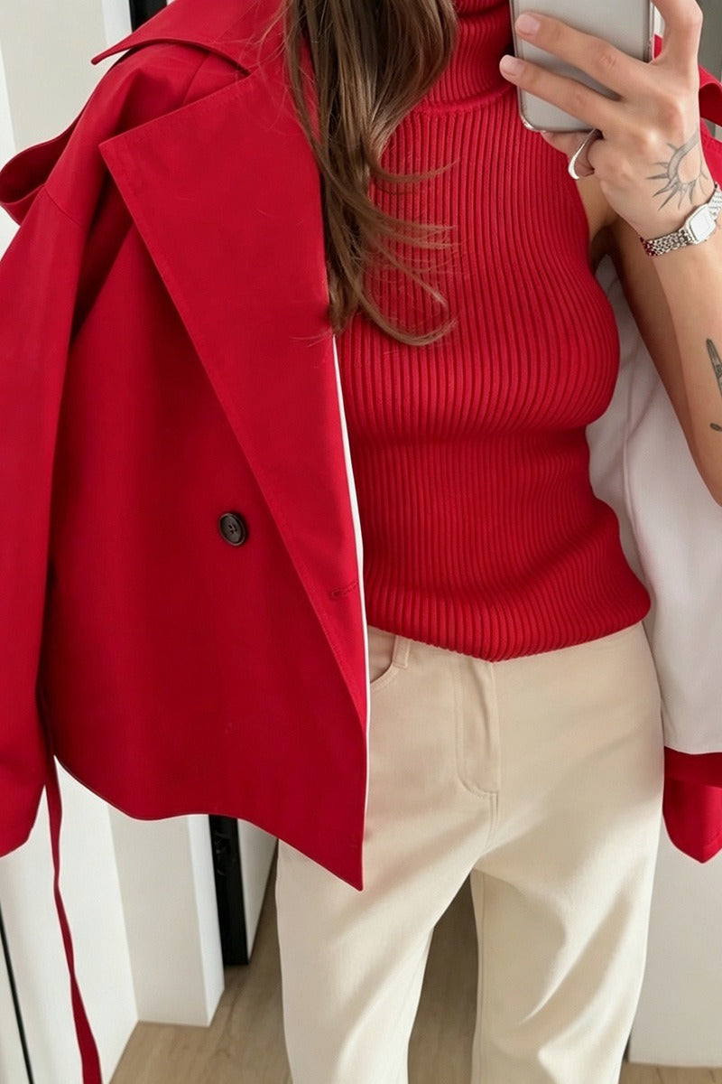 Tie Waist Short Trench Coat