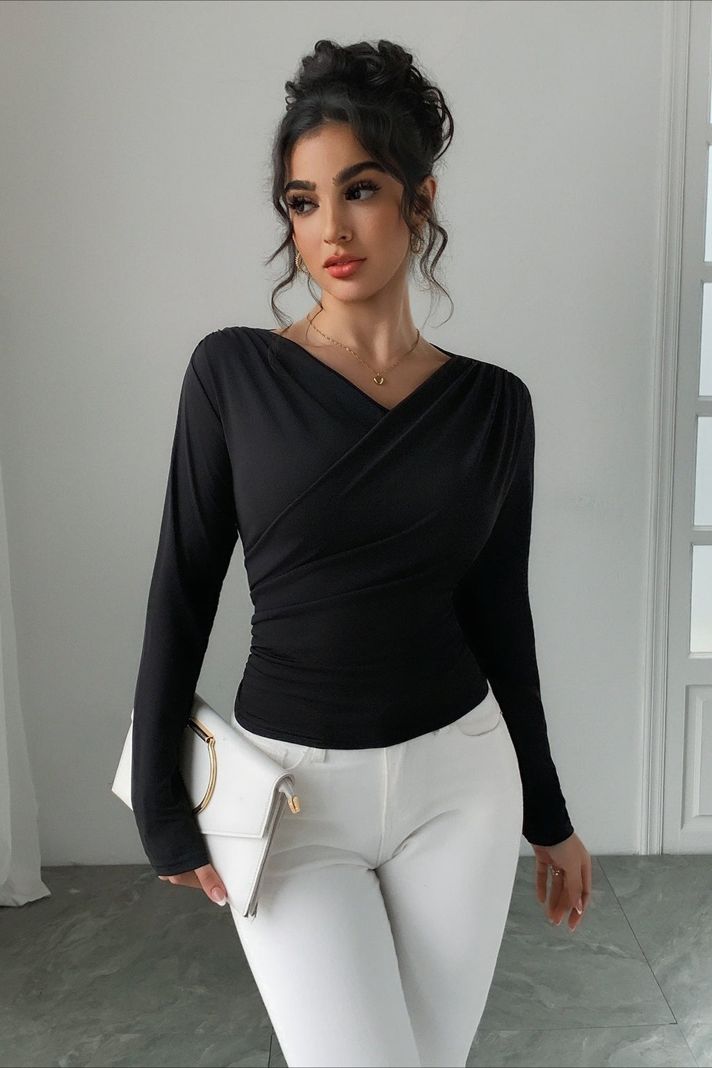 Crossover Off Shoulder Ruched Top