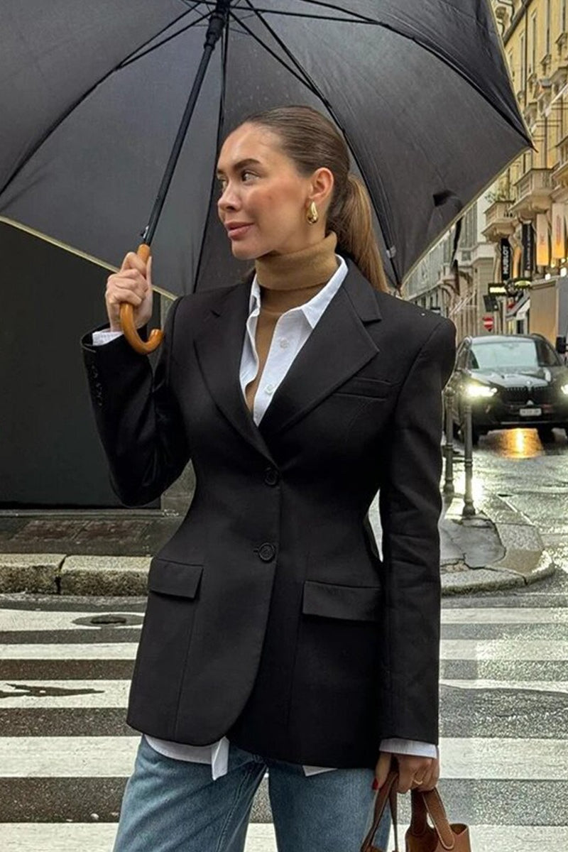 Sculpted Waist Double Button Blazer