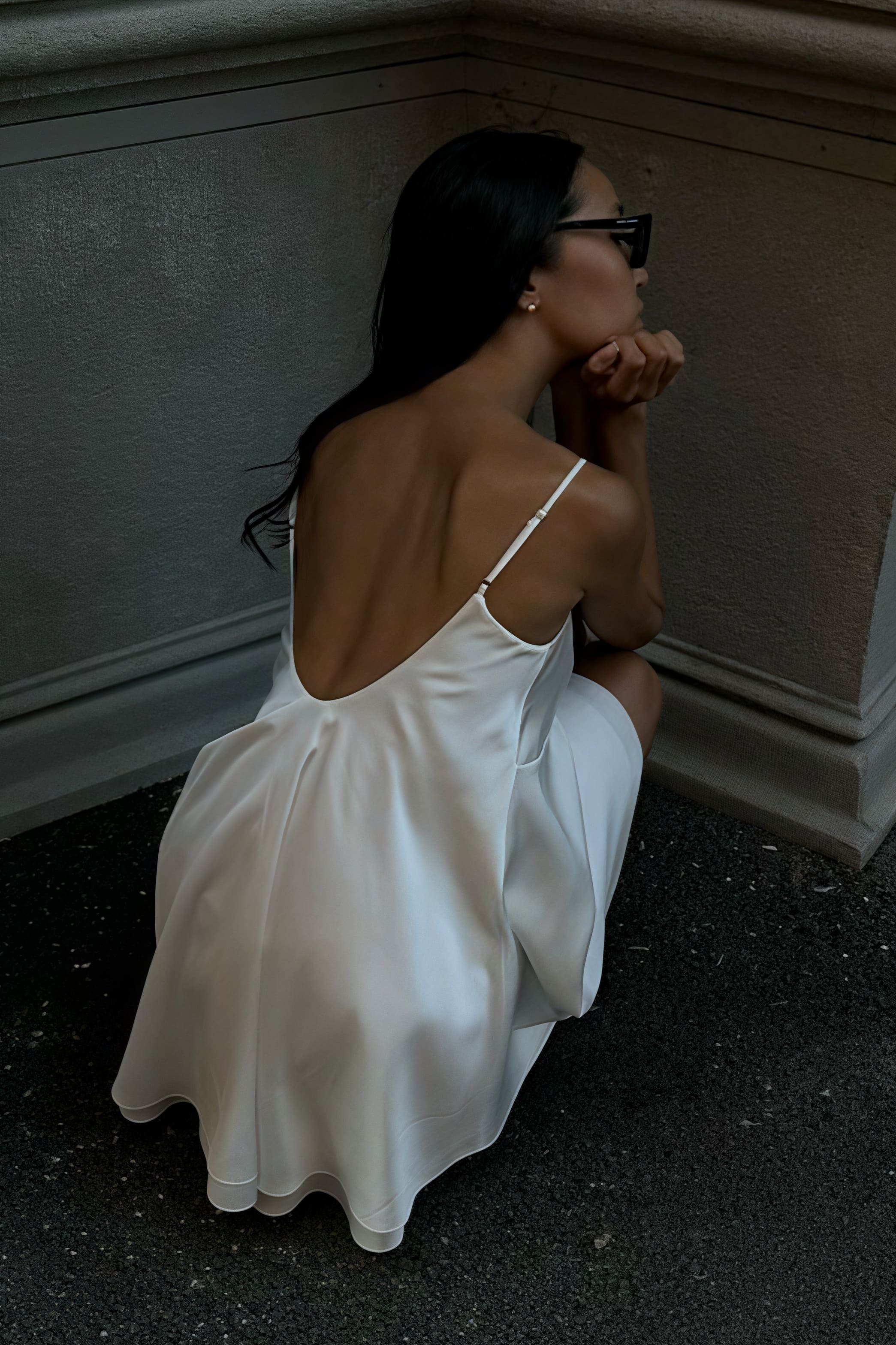 Lace Satin Backless Cami Mini Dress