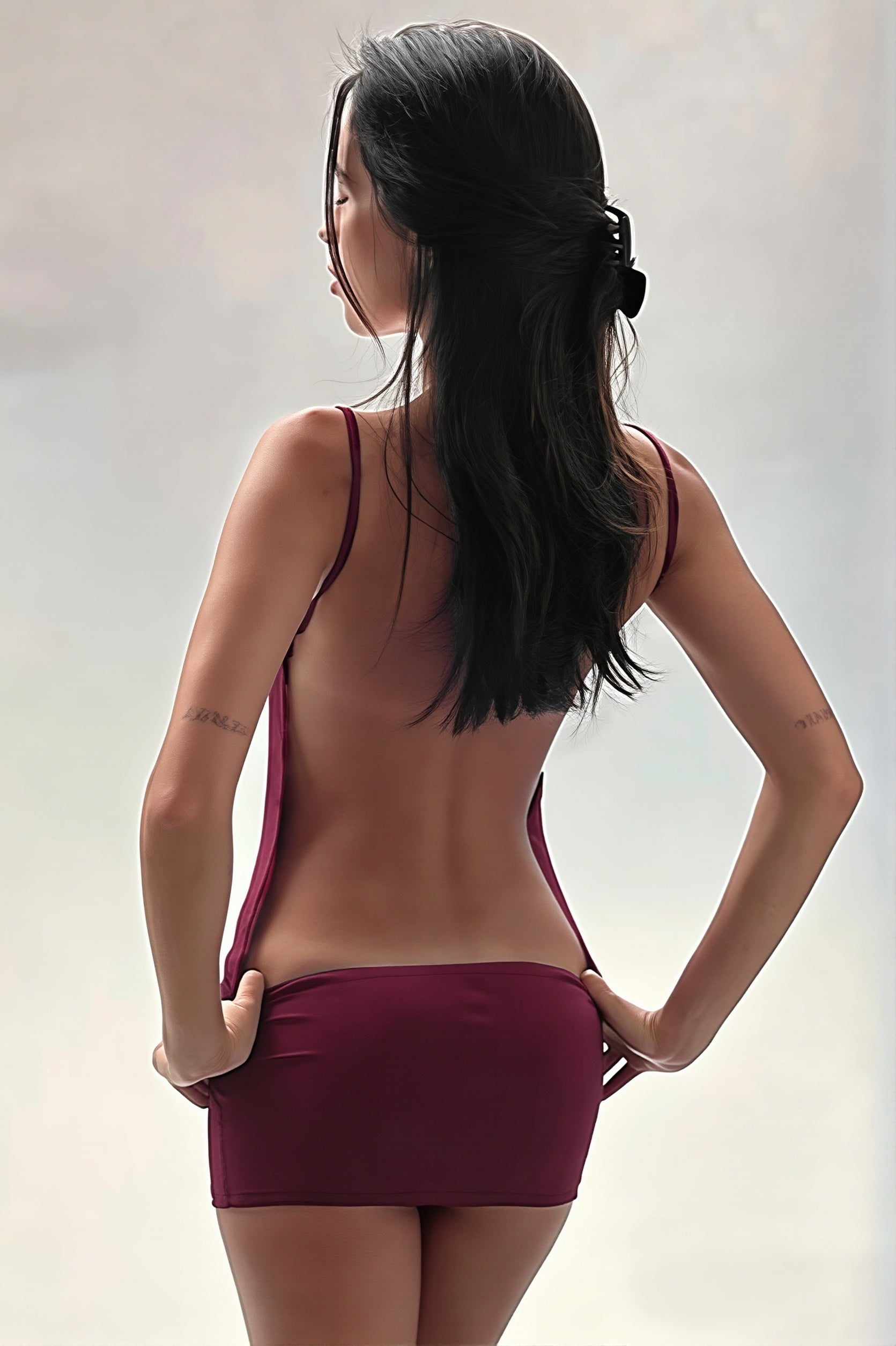 Sexy Solid Backless Mini Dress