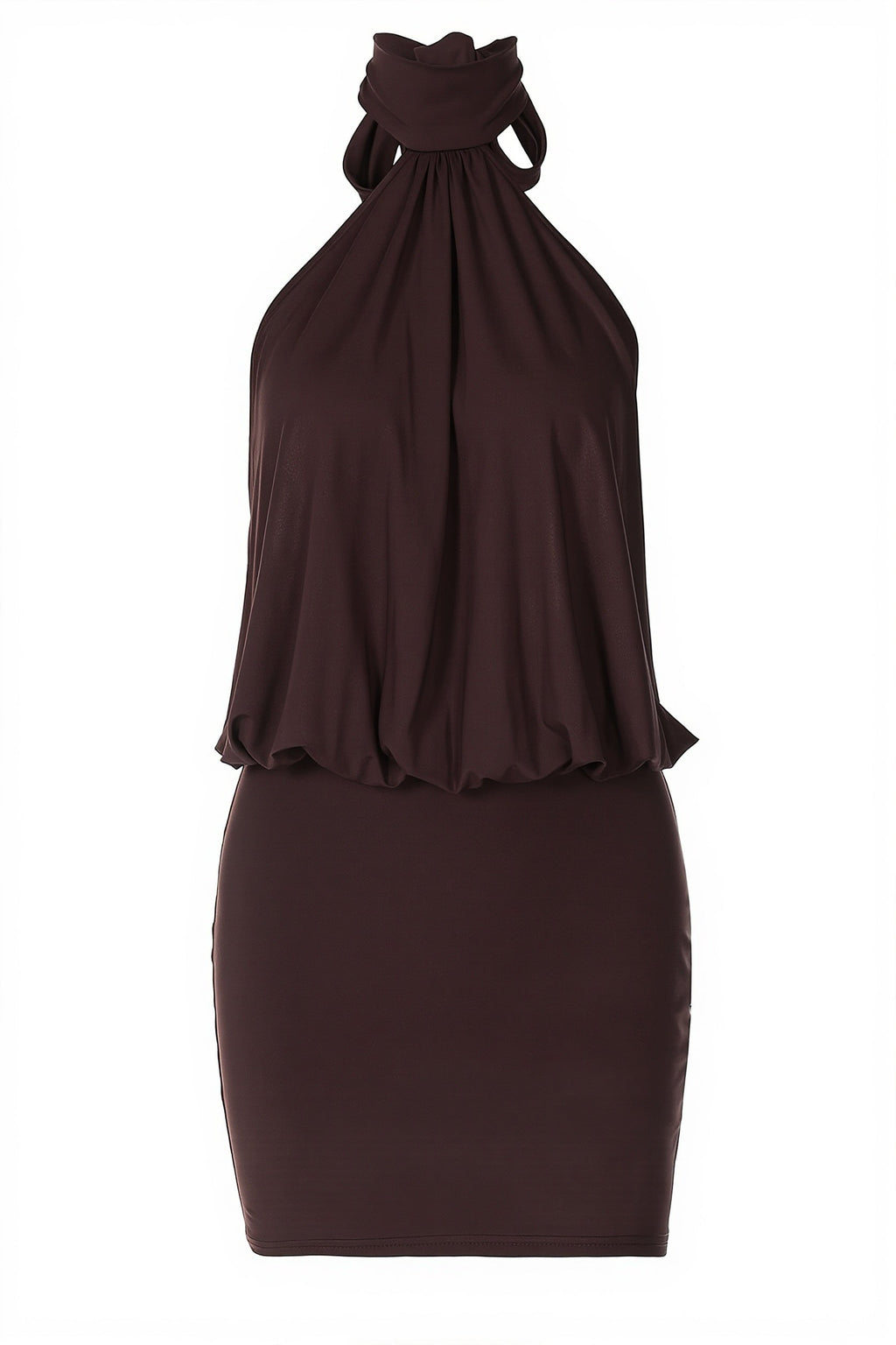 Draped Halter Backless Mini Dress