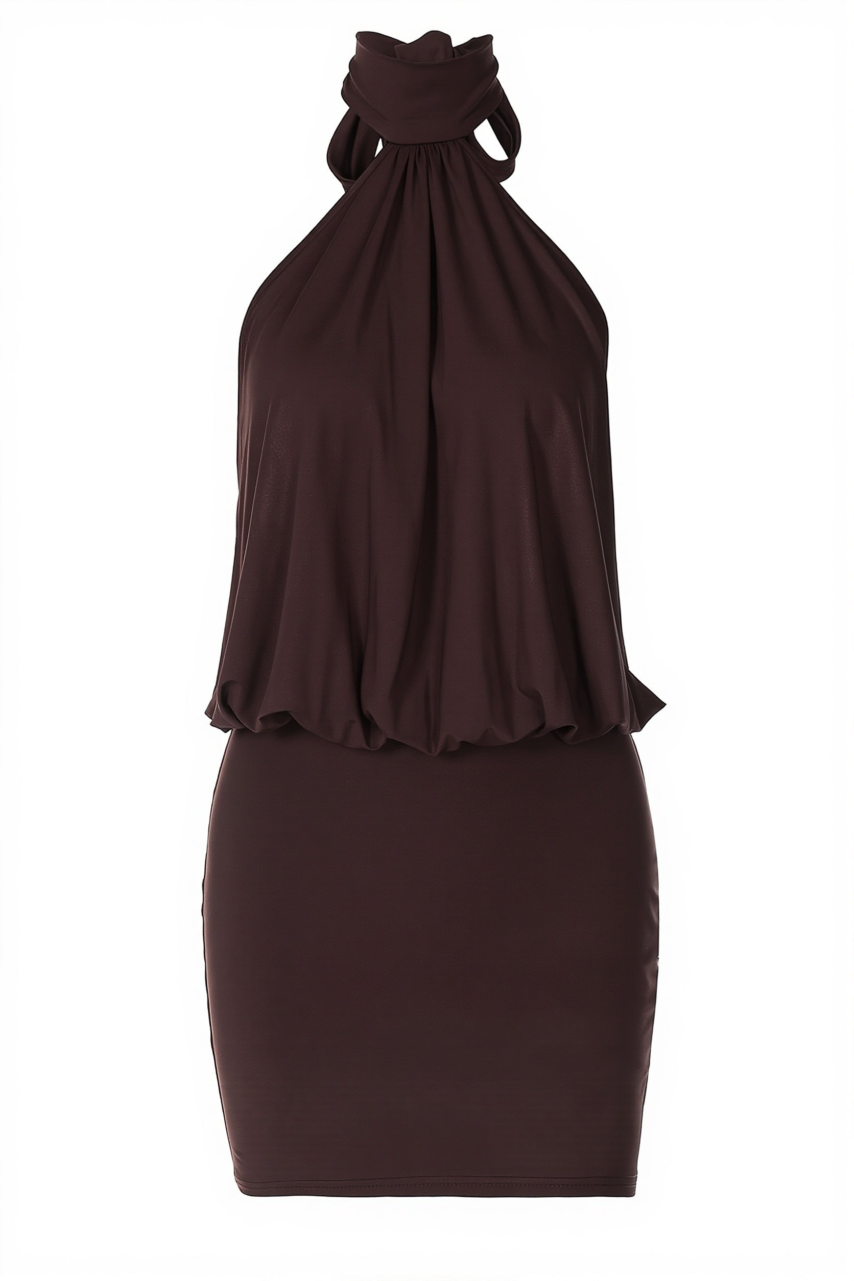 Draped Halter Backless Mini Dress