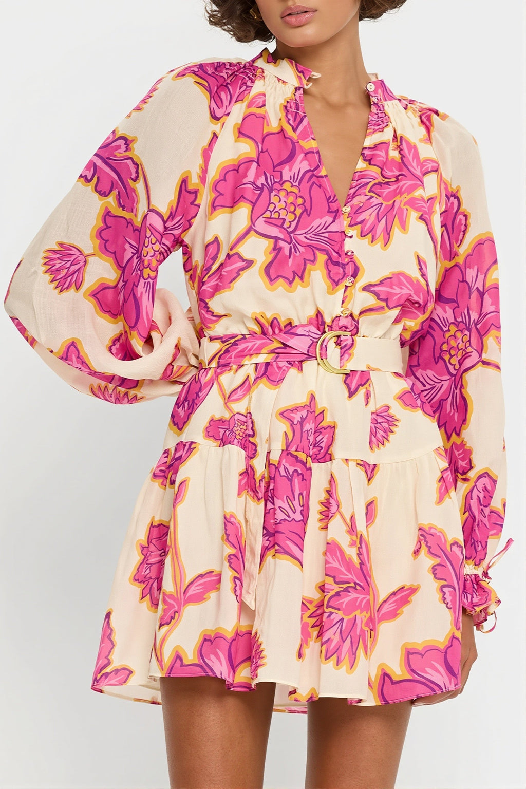 Sexy All Over Print Long Sleeve Slim Mini Dress