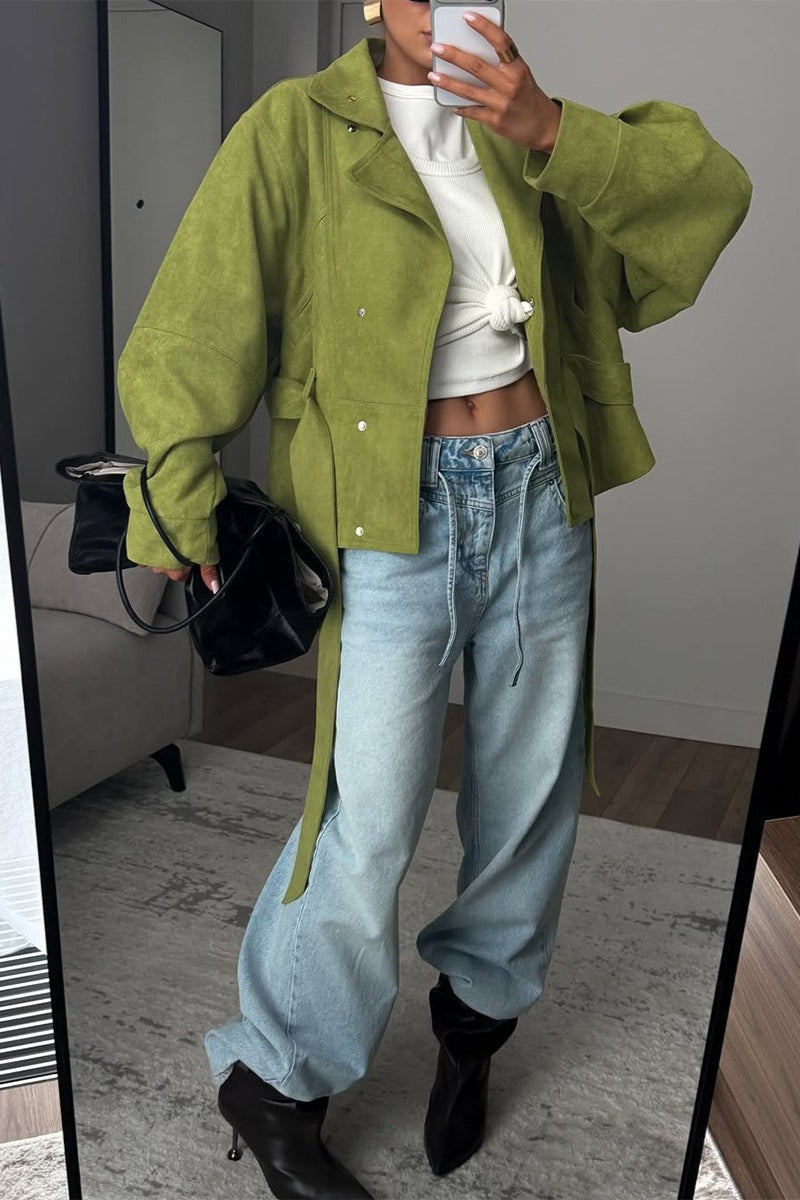 Tie Waist Cropped Field Jacket