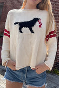 Dog Graphic Crew Neck Sweater