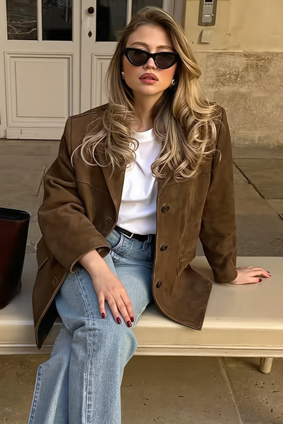 Brushed Suede Relaxed Blazer
