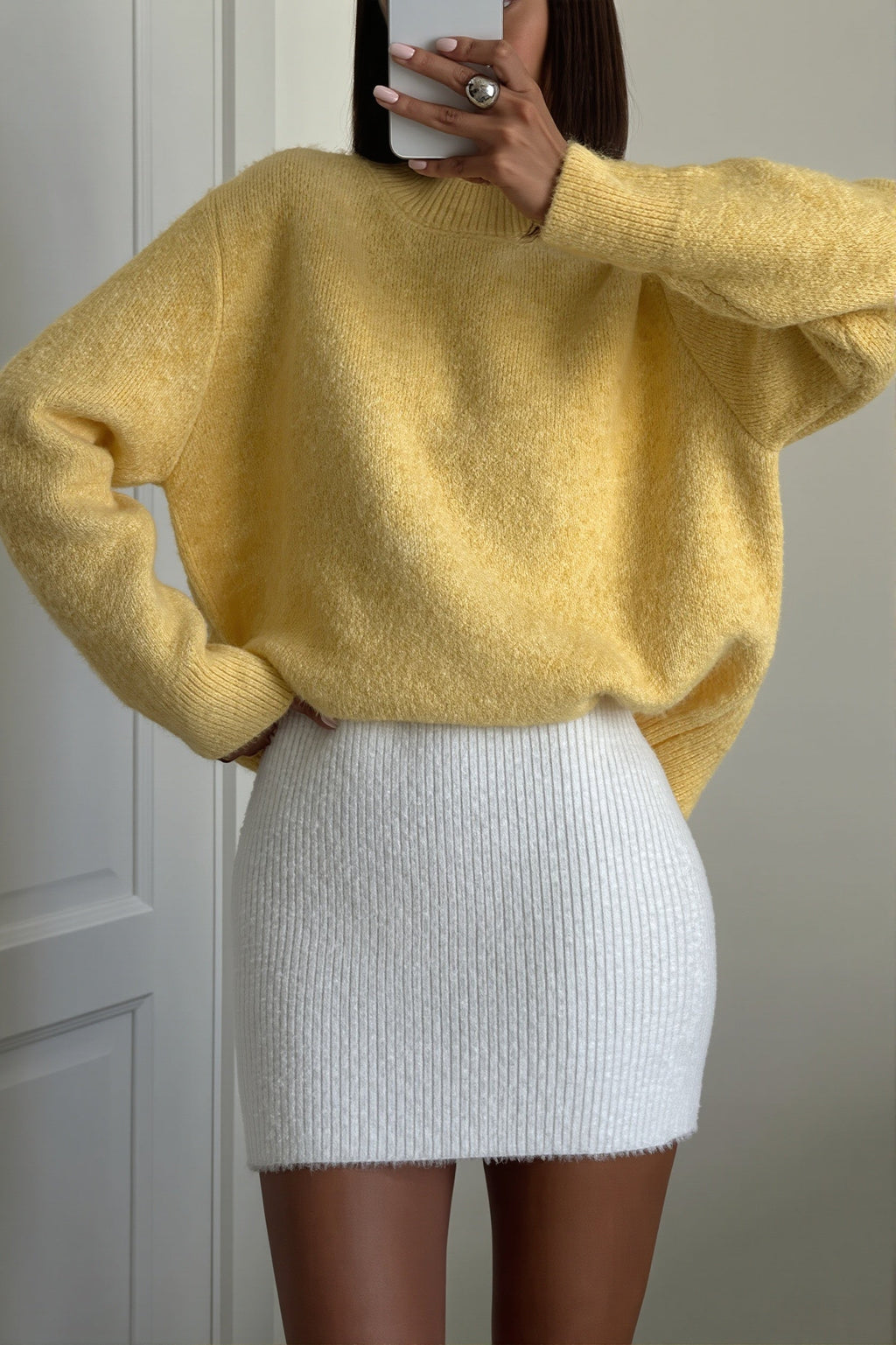 Fuzzy Crew Neck Oversized Sweater
