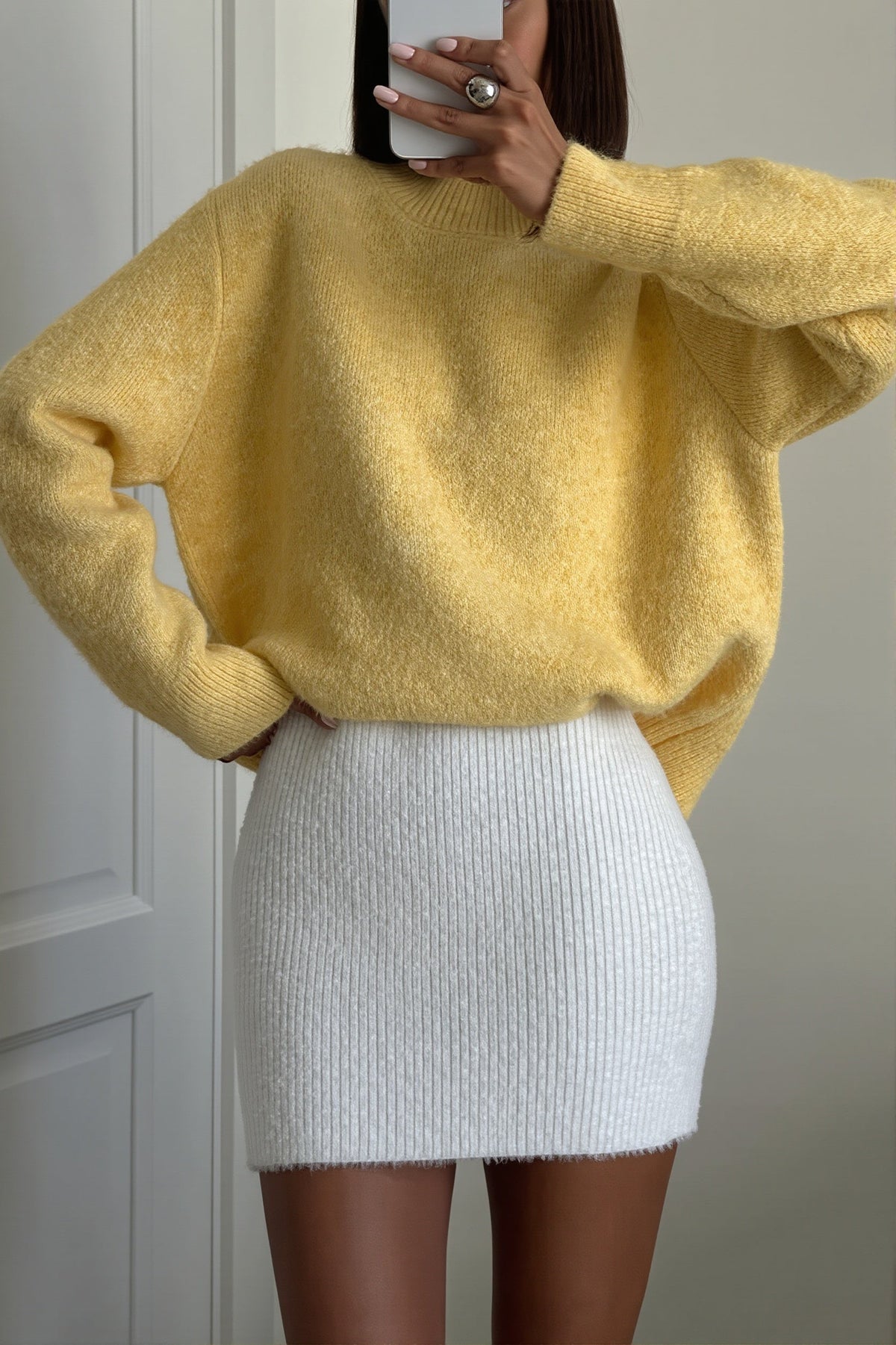 Fuzzy Crew Neck Oversized Sweater