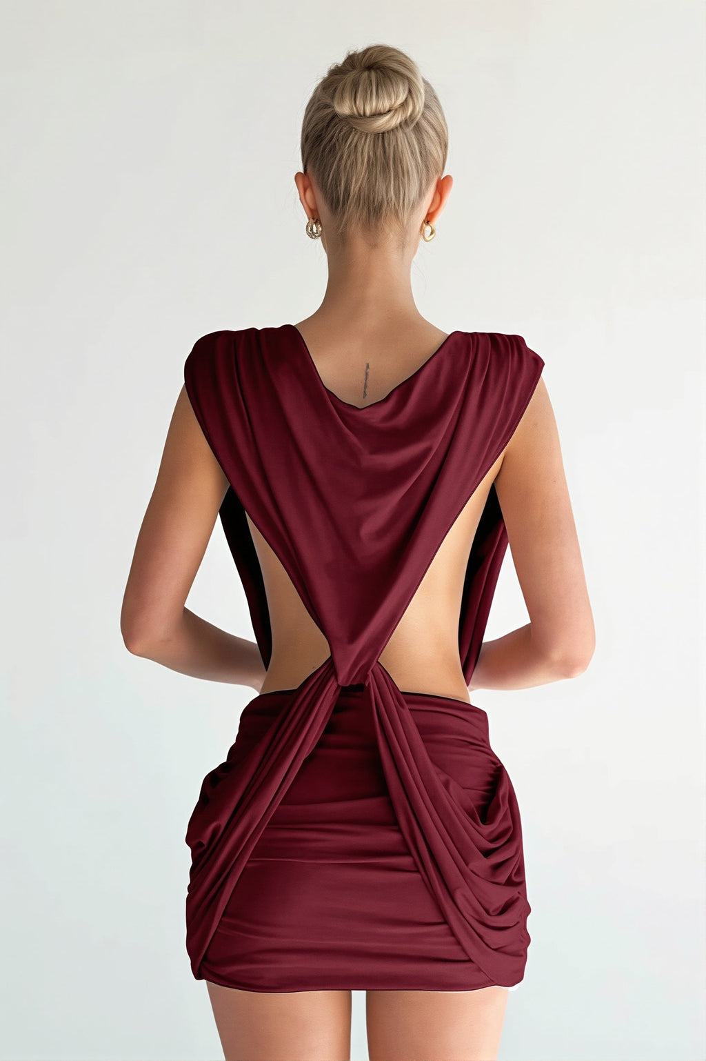 Twist Plunging Bodycon Mini Dress