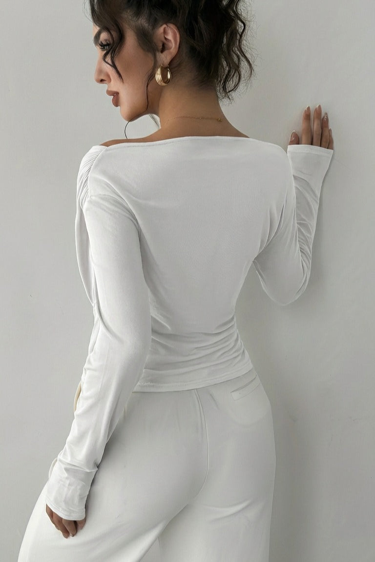 Crossover Off Shoulder Ruched Top