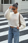 Open Back Tie Detail Crochet Sweater