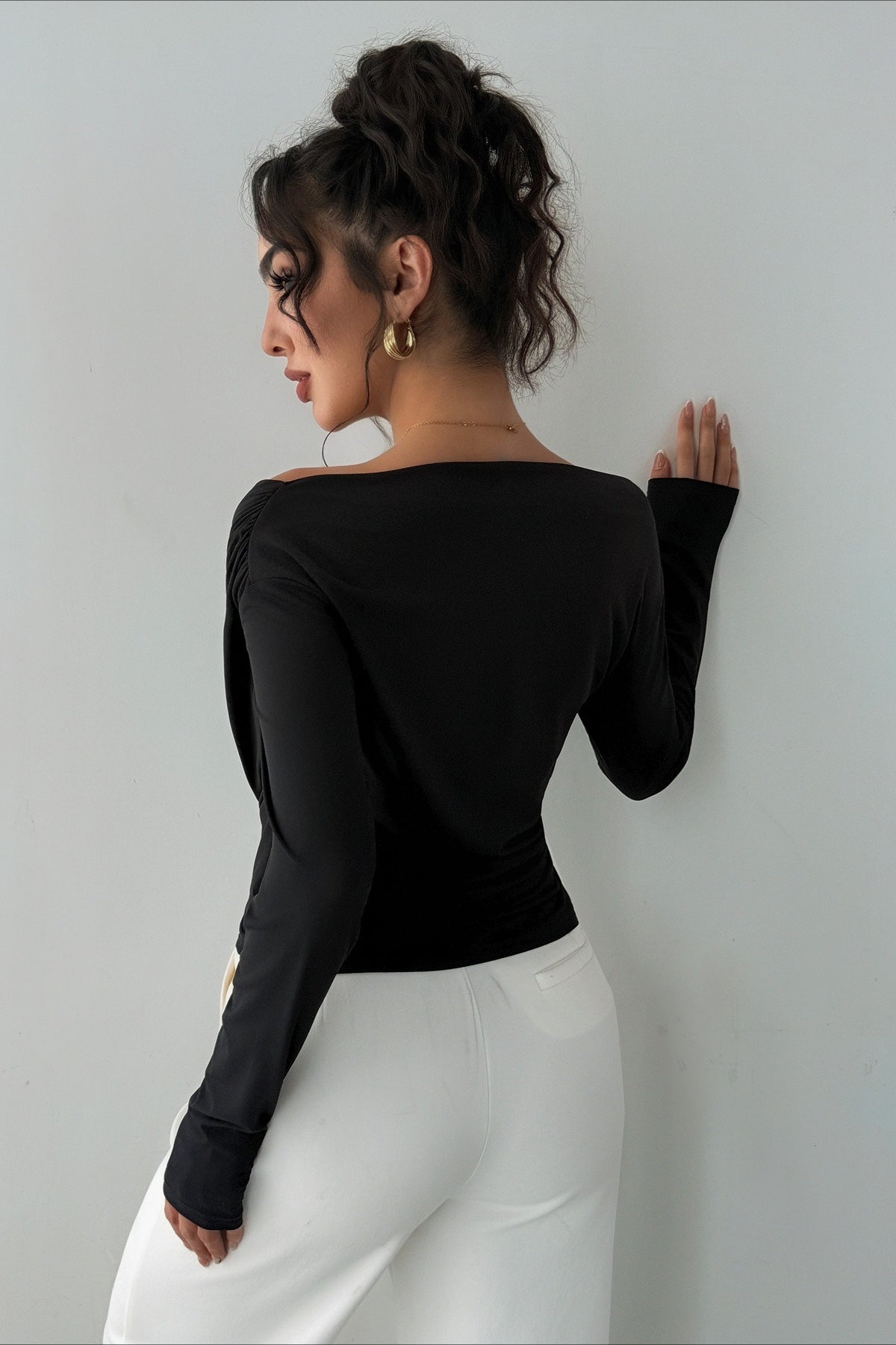 Crossover Off Shoulder Ruched Top