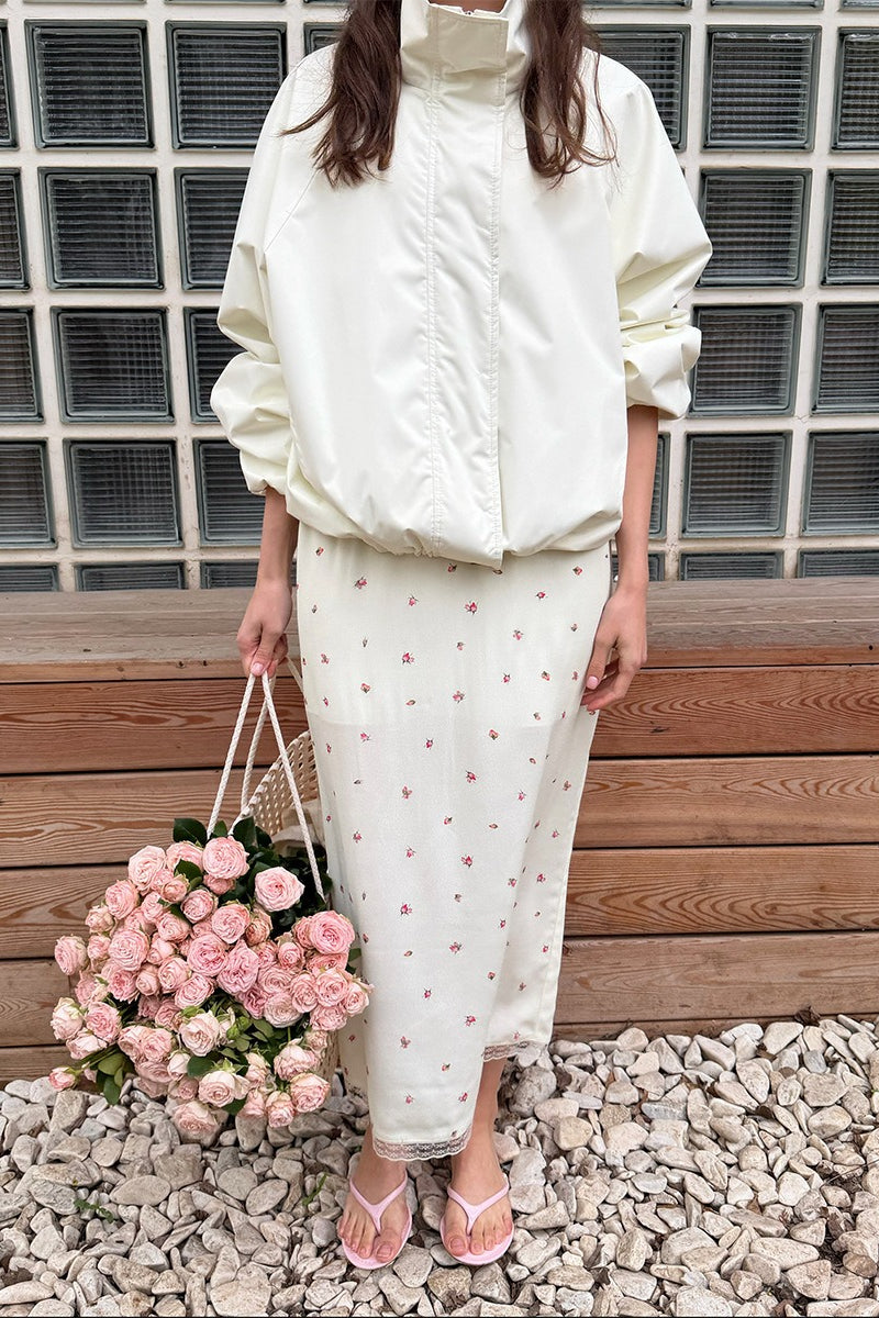 Stand Collar Relaxed Zip Bomber Jacket
