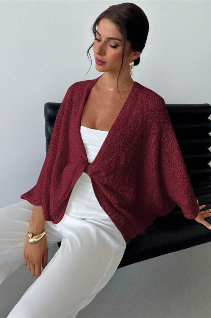 Draped Open Front Wrap Sweater